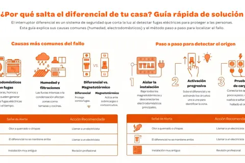 Guía sobre qué es el diferencial eléctrico, sus causas comunes (electrodomésticos, humedad) y cómo detectarlo paso a paso.