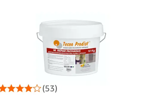 Cubo de 10 kg de mortero de acabado Tecno Prodist para reparación estructural de pilares y fachadas.