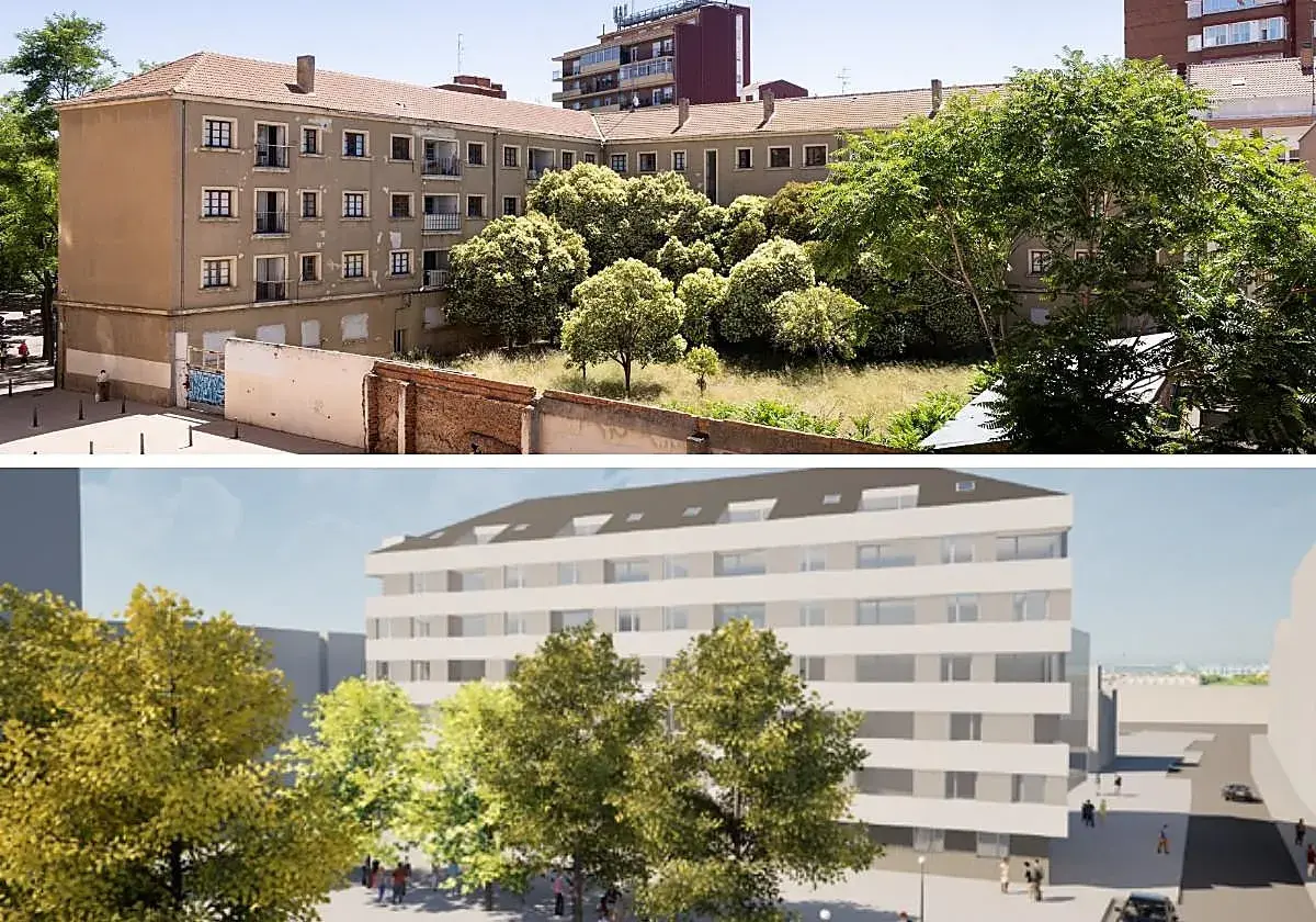 Edificio de apartamentos en construcción circular, con un diseño moderno y vistas a árboles.