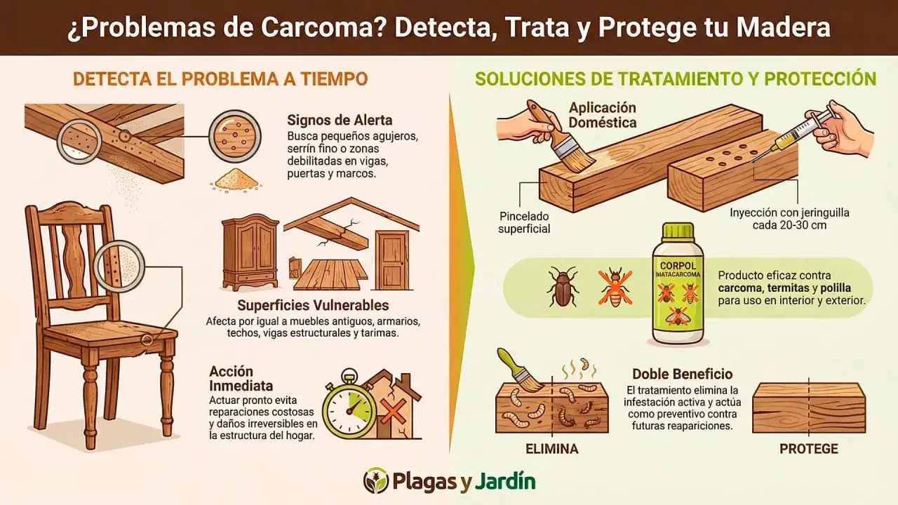Detecta y combate la carcoma en madera con soluciones de tratamiento y protección. ¡Protege tu hogar!
