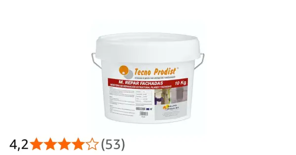 Cubo de 10 kg de mortero de acabado Tecno Prodist para reparación estructural de pilares y fachadas.
